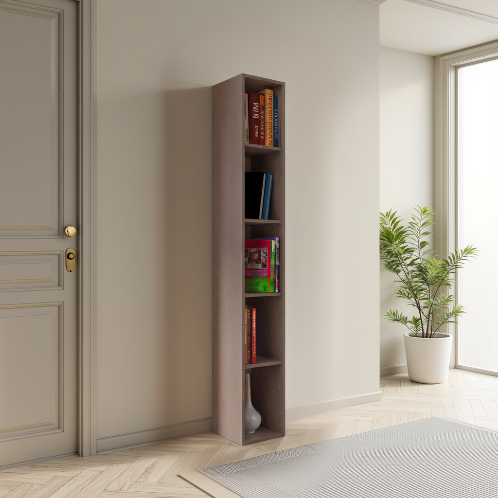 Combo 28cm Tall Narrow Bookcase - Bronze COM-45-07 - FurniComp