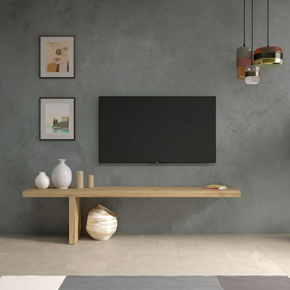 Combo 180cm Floor TV Shelf - Cadiz Oak - FurniComp