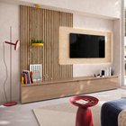 Combo Media Wall Entertainment Unit - Mercure Oak, Cadiz Oak & Travertine Stone - FurniComp