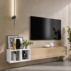 Combo 194cm Floating Wall Hung TV Entertainment Unit – Cadiz Oak & White Gloss - FurniComp