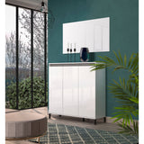 Cancun 3 Door 138cm White Gloss and Anthracite Highboard/Tall Sideboard - FurniComp