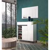 Cancun 3 Door 1 Drawer White Gloss and Anthracite 30 Pair Shoe Cabinet - FurniComp