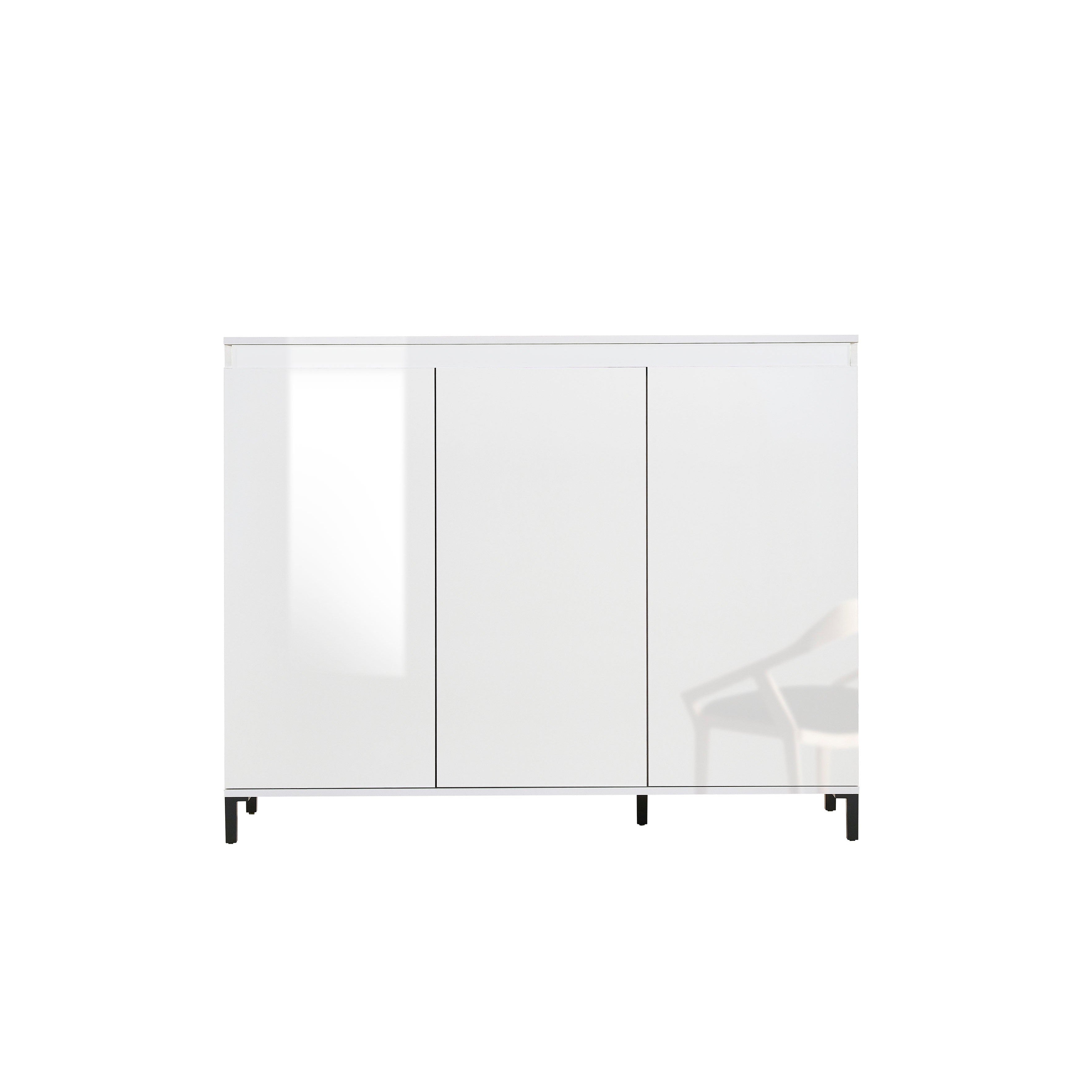 Cancun 3 Door 138cm White Gloss and Anthracite Highboard/Tall Sideboard - FurniComp