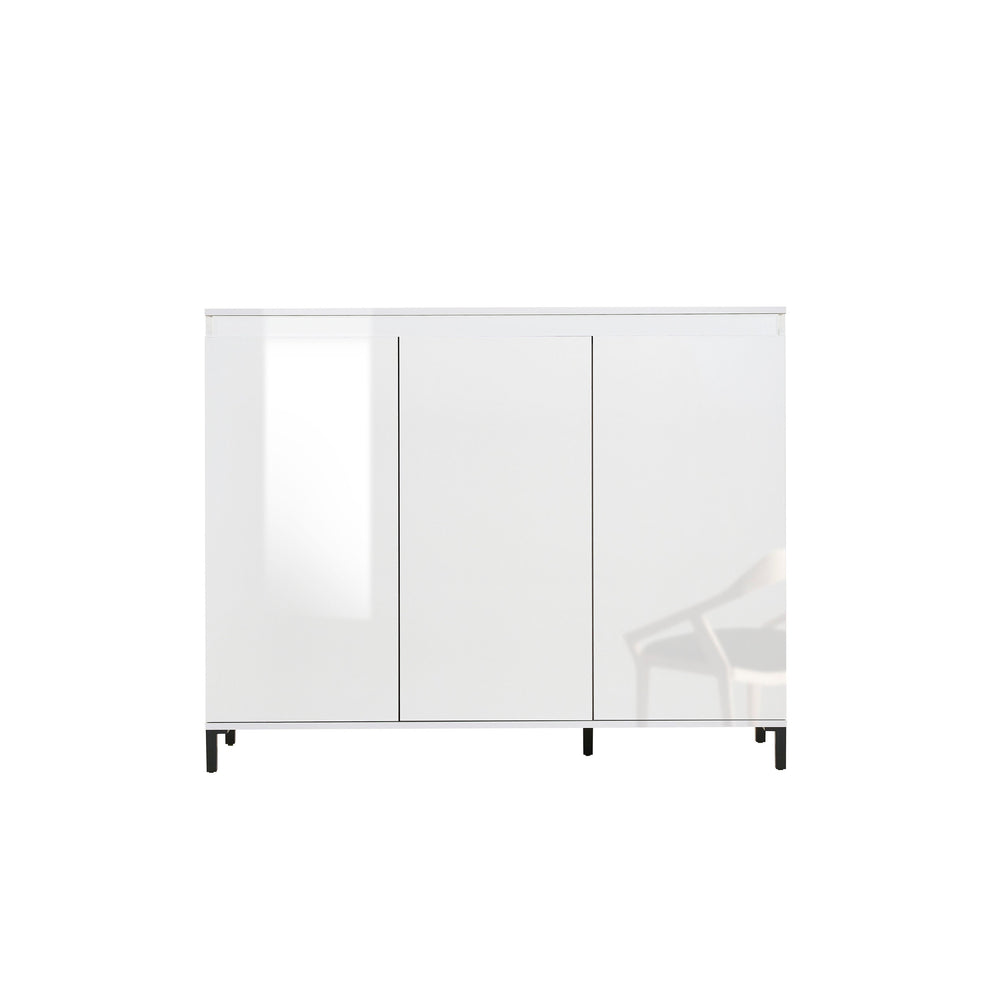 Cancun 3 Door 138cm White Gloss and Anthracite Highboard/Tall Sideboard - FurniComp