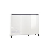 Cancun 3 Door 138cm White Gloss and Anthracite Highboard/Tall Sideboard - FurniComp