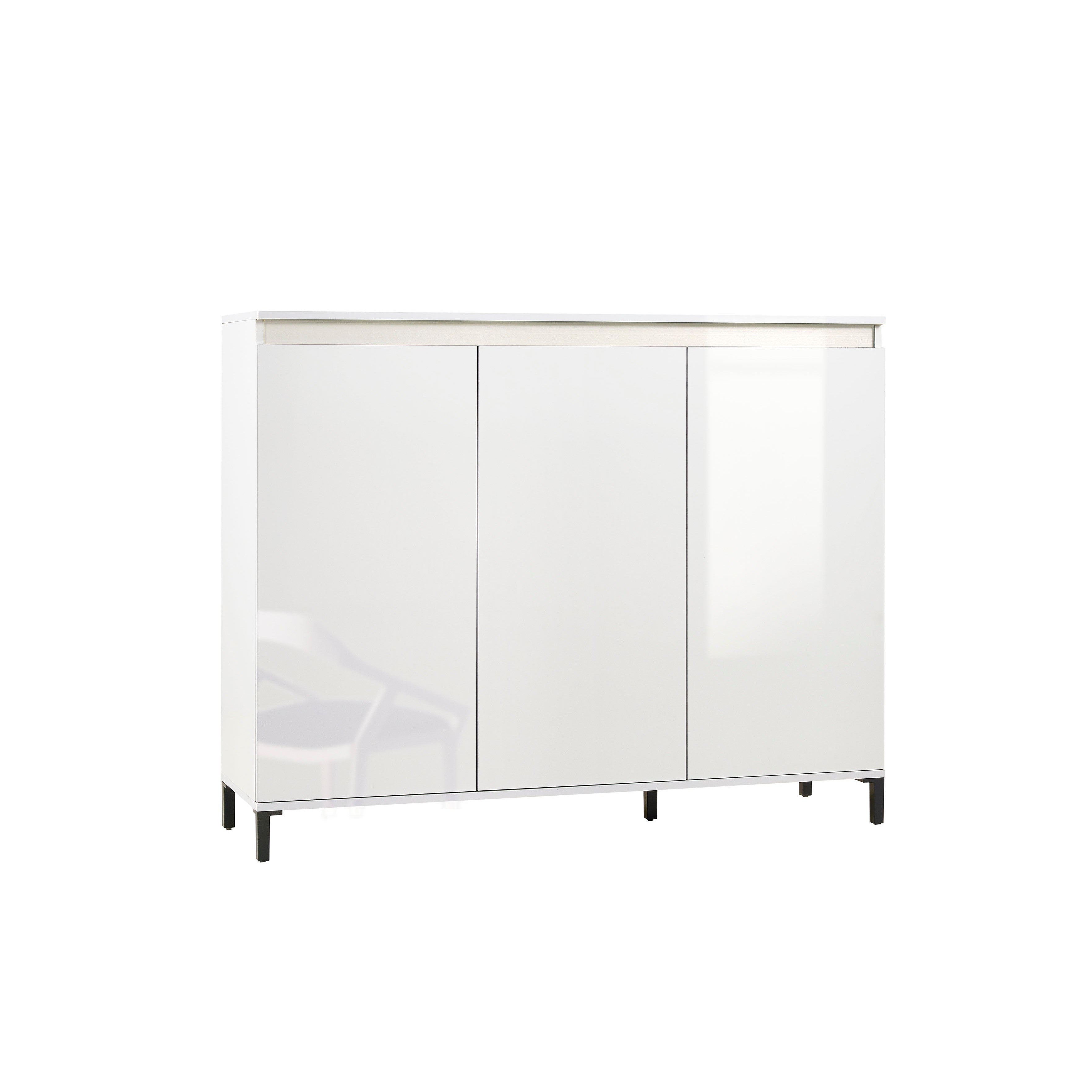 Cancun 3 Door 138cm White Gloss and Anthracite Highboard/Tall Sideboard - FurniComp