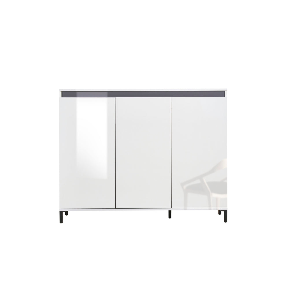 Cancun 3 Door 138cm White Gloss and Anthracite Highboard/Tall Sideboard - FurniComp