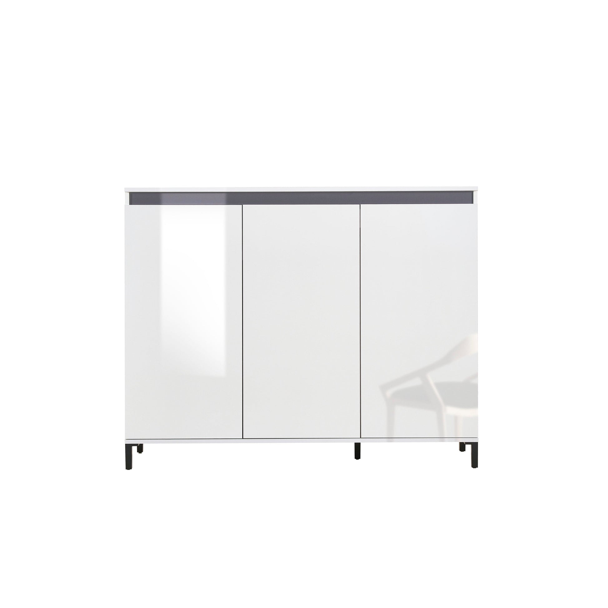 Cancun 3 Door 138cm White Gloss and Anthracite Highboard/Tall Sideboard - FurniComp