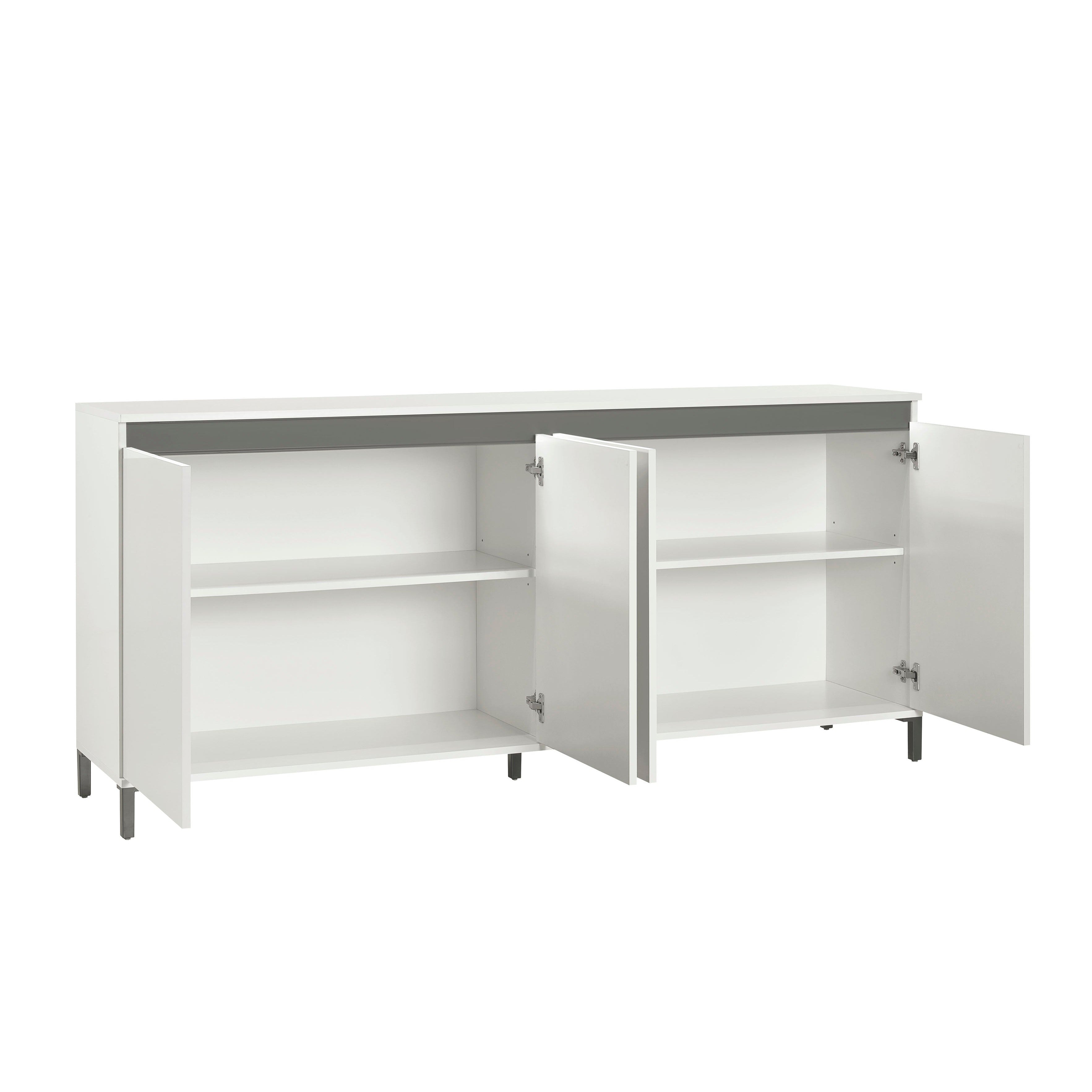 Cancun 4 Door 184cm White Gloss and Anthracite Sideboard - FurniComp