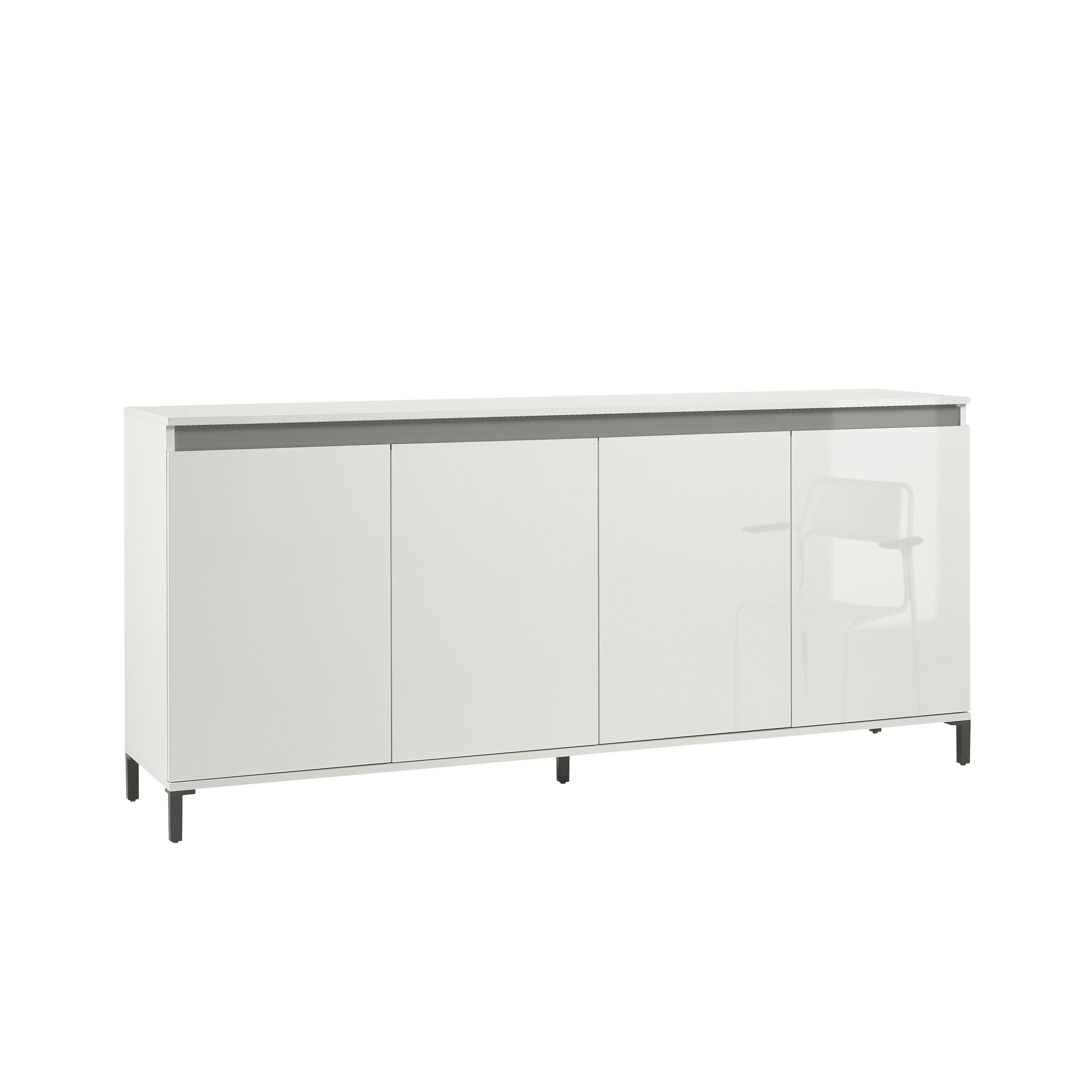 Cancun 4 Door 184cm White Gloss and Anthracite Sideboard - FurniComp