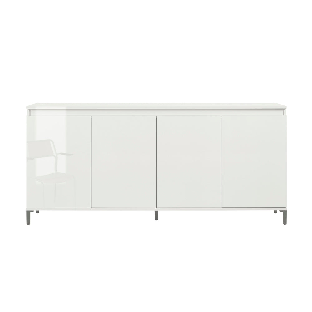 Cancun 4 Door 184cm White Gloss and Anthracite Sideboard - FurniComp