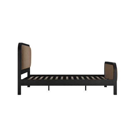 Carmen Black & Brown Velvet Fabric Bed Frame - FurniComp