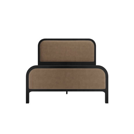 Carmen Black & Brown Velvet Fabric Bed Frame - FurniComp