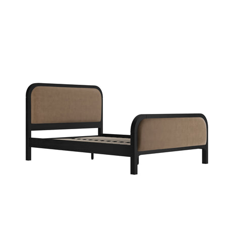 Carmen Black & Brown Velvet Fabric Bed Frame - FurniComp