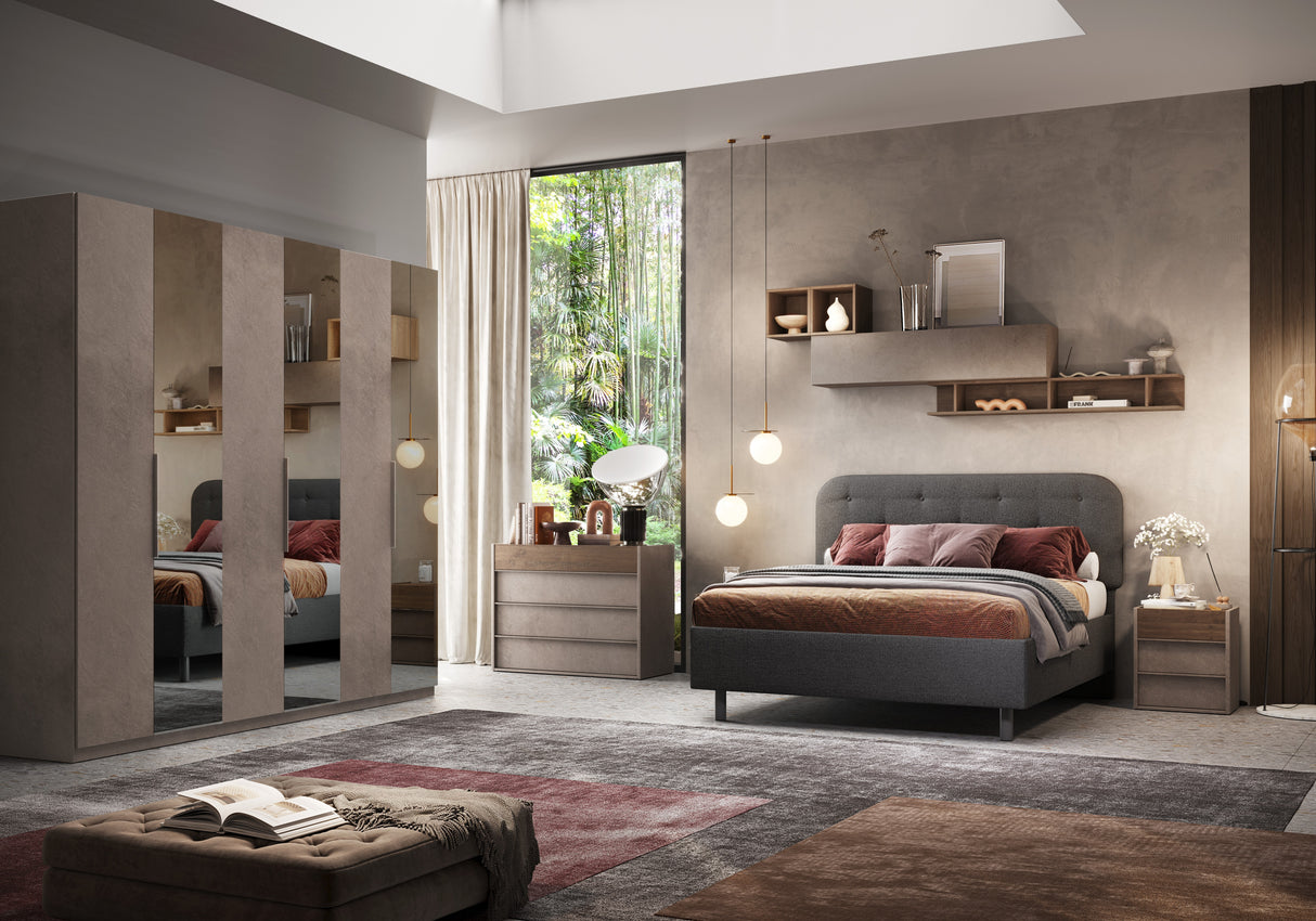 Carter 3 Drawer Bedside Table - Bronze & Mercure Oak - FurniComp