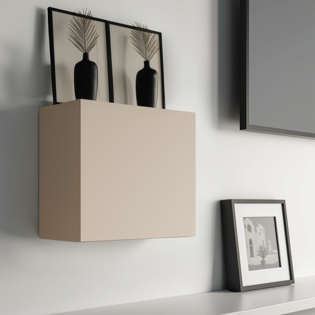 Combo 55cm Floating Wall Cube With Door - Cashmere COM-81-11 - FurniComp