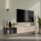 Combo 194cm Floating Wall Hung TV Entertainment Unit – Cashmere & Black Lava - FurniComp