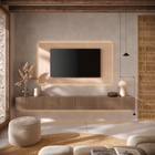 Combo Media Wall Entertainment Unit- Cashmere & Mercure Oak - FurniComp
