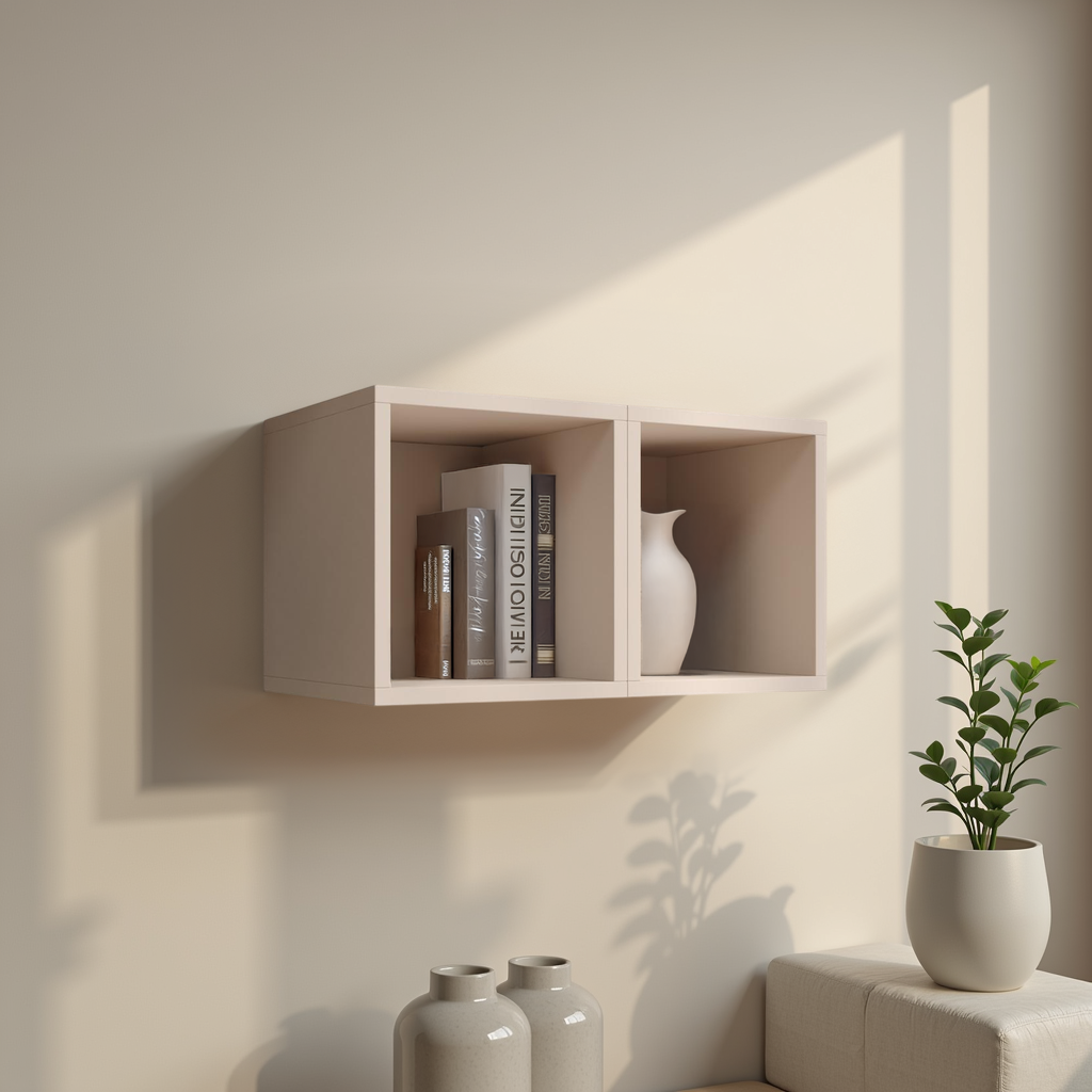 Combo 28cm Floating Wall Cube Set of 2 - Cashmere COM-311-10 - FurniComp