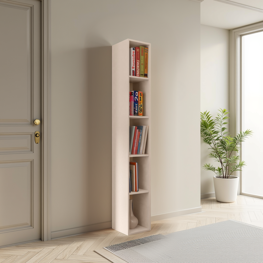 Combo 28cm Tall Narrow Bookcase - Cashmere COM-45-10 - FurniComp