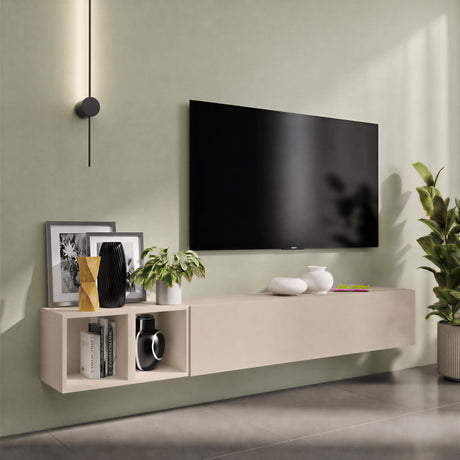Combo 194cm Floating Wall Hung TV Entertainment Unit – Cashmere - FurniComp