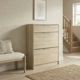 Chad 2 Door 1 Drawer Oak Shoe Cabinet - FurniComp