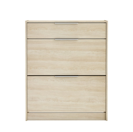 Chad 2 Door 1 Drawer Oak Shoe Cabinet - FurniComp