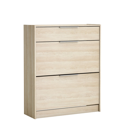 Chad 2 Door 1 Drawer Oak Shoe Cabinet - FurniComp