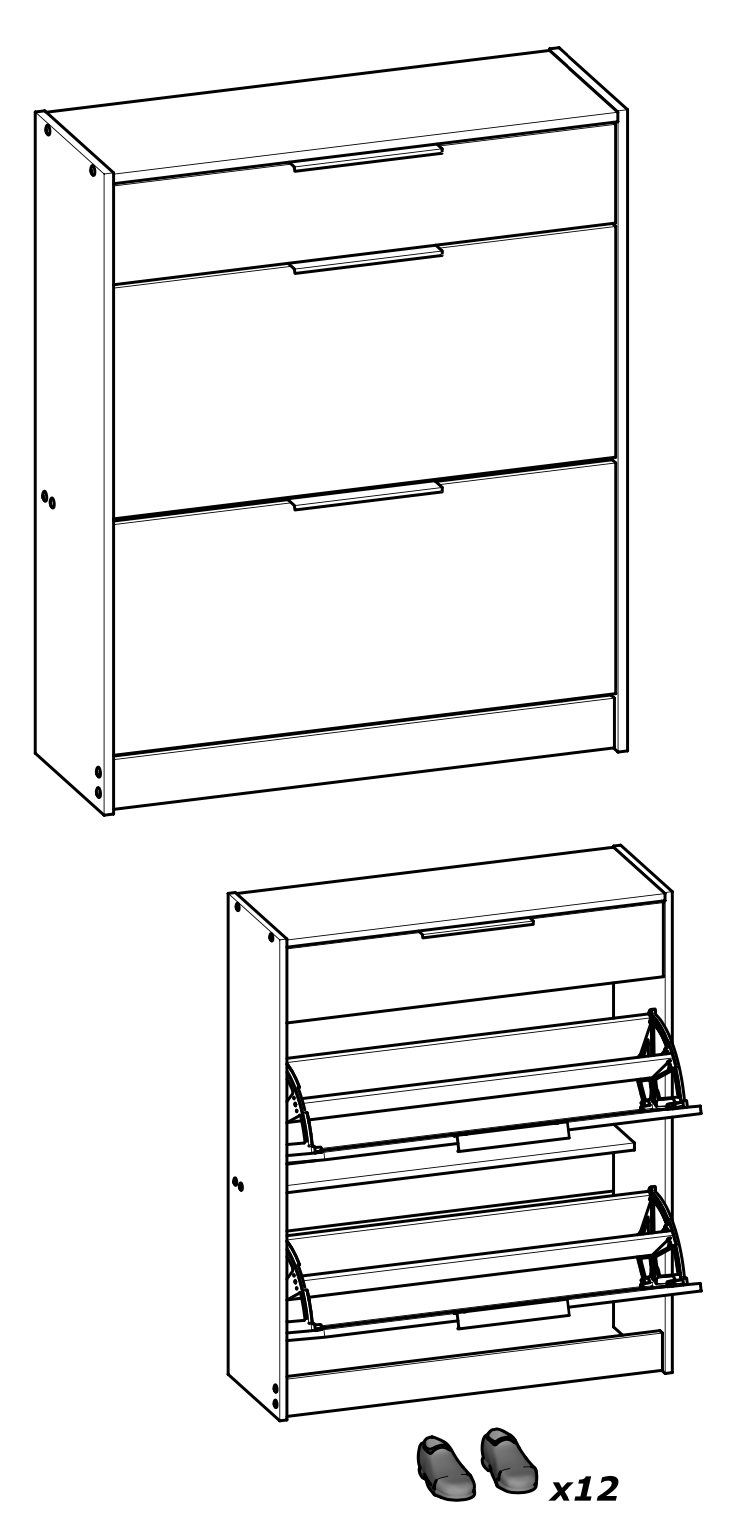 Chad 2 Door 1 Drawer Oak Shoe Cabinet - FurniComp