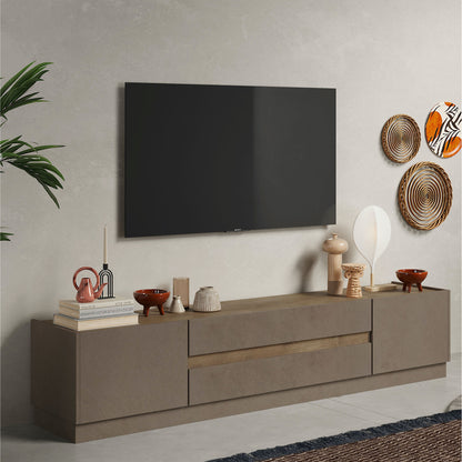 Chelsea 2 Door 2 Drawer Large Bronze and Mercure Oak TV Stand - FurniComp