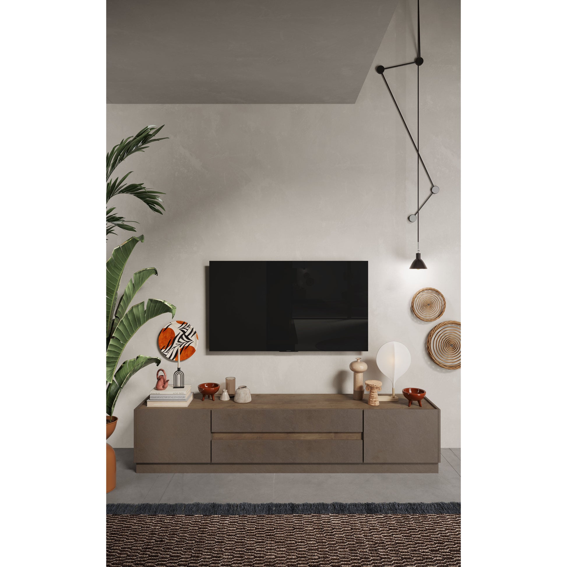 Chelsea 2 Door 2 Drawer Large Bronze and Mercure Oak TV Stand - FurniComp