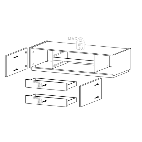 Chelsea 2 Door 2 Drawer Large White Gloss and Cadiz Oak TV Stand - FurniComp