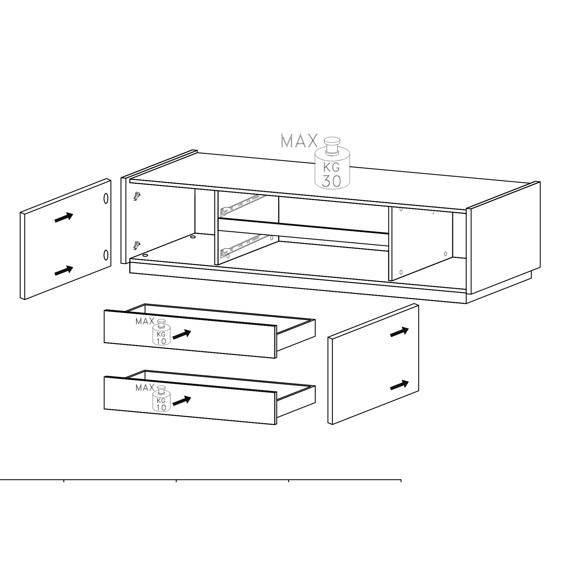 Chelsea 2 Door 2 Drawer Large White Gloss and Mercure Oak TV Stand - FurniComp