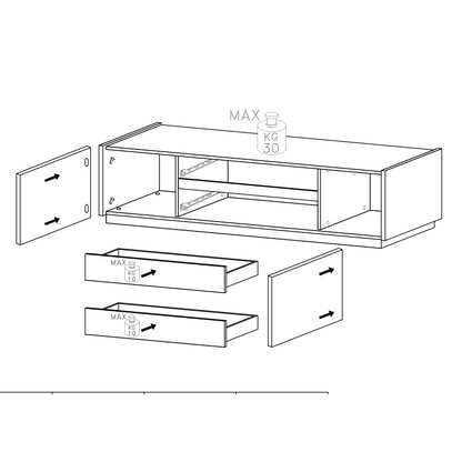 Chelsea 2 Door 2 Drawer Large White Gloss and Mercure Oak TV Stand - FurniComp