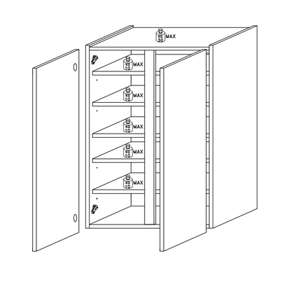 Chelsea 2 Door White Gloss and Cadiz Oak Large 25 Pair Shoe Storage Cupboard - FurniComp