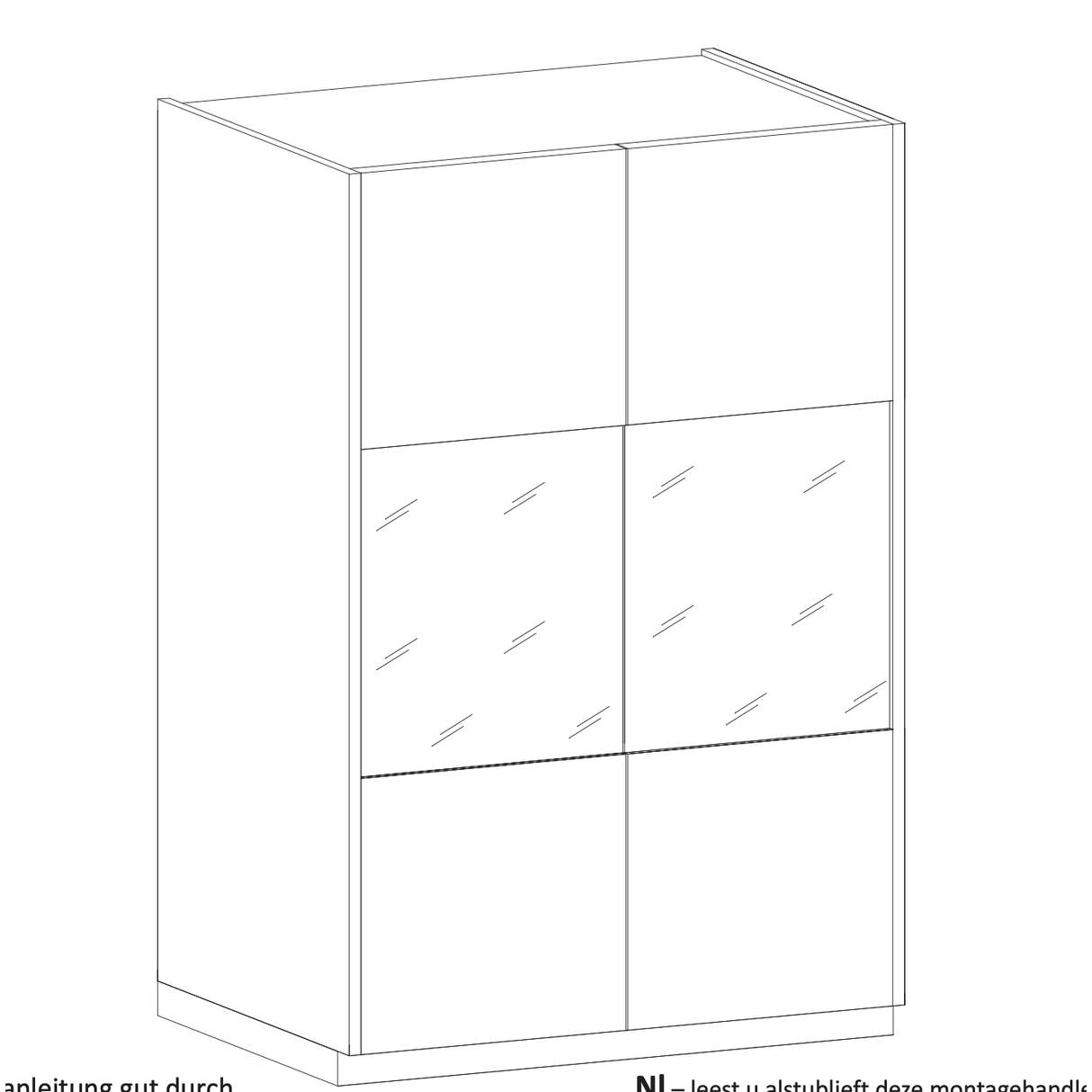 Chelsea 2 Door Large White Gloss and Mercure Oak Glass Display Cabinet - FurniComp