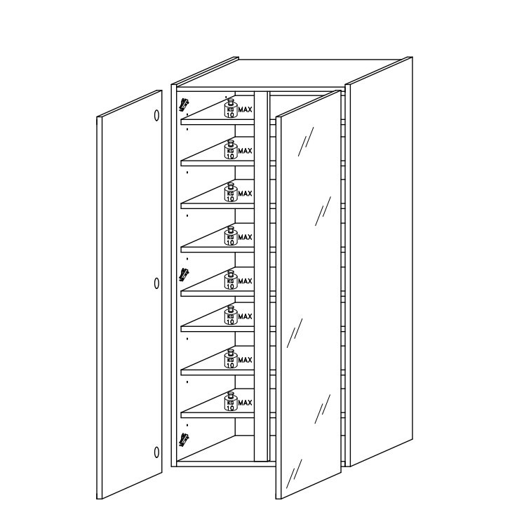 Chelsea 2 Door Bronze and Mercure Oak Tall Mirrored Shoe Storage Cupboard Cabinet - FurniComp