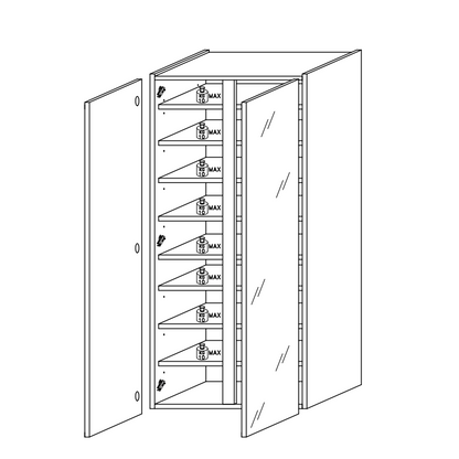 Chelsea 2 Door Bronze and Mercure Oak Tall Mirrored Shoe Storage Cupboard Cabinet - FurniComp