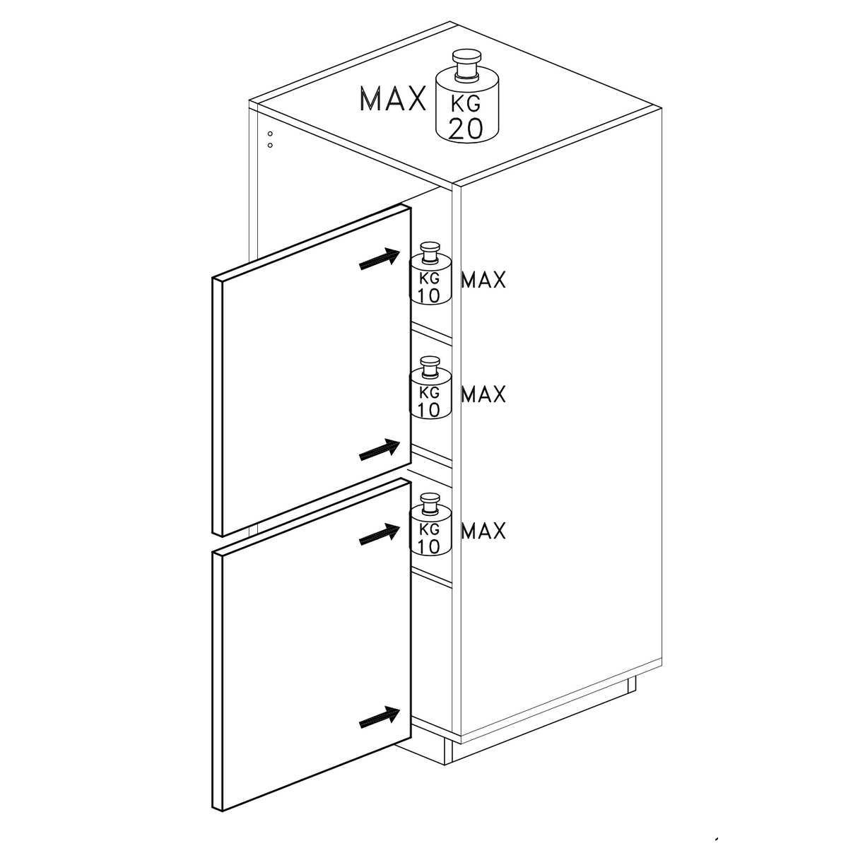 Chelsea 2 Door White Gloss and Mercure Oak Tallboy Storage Cupboard - FurniComp