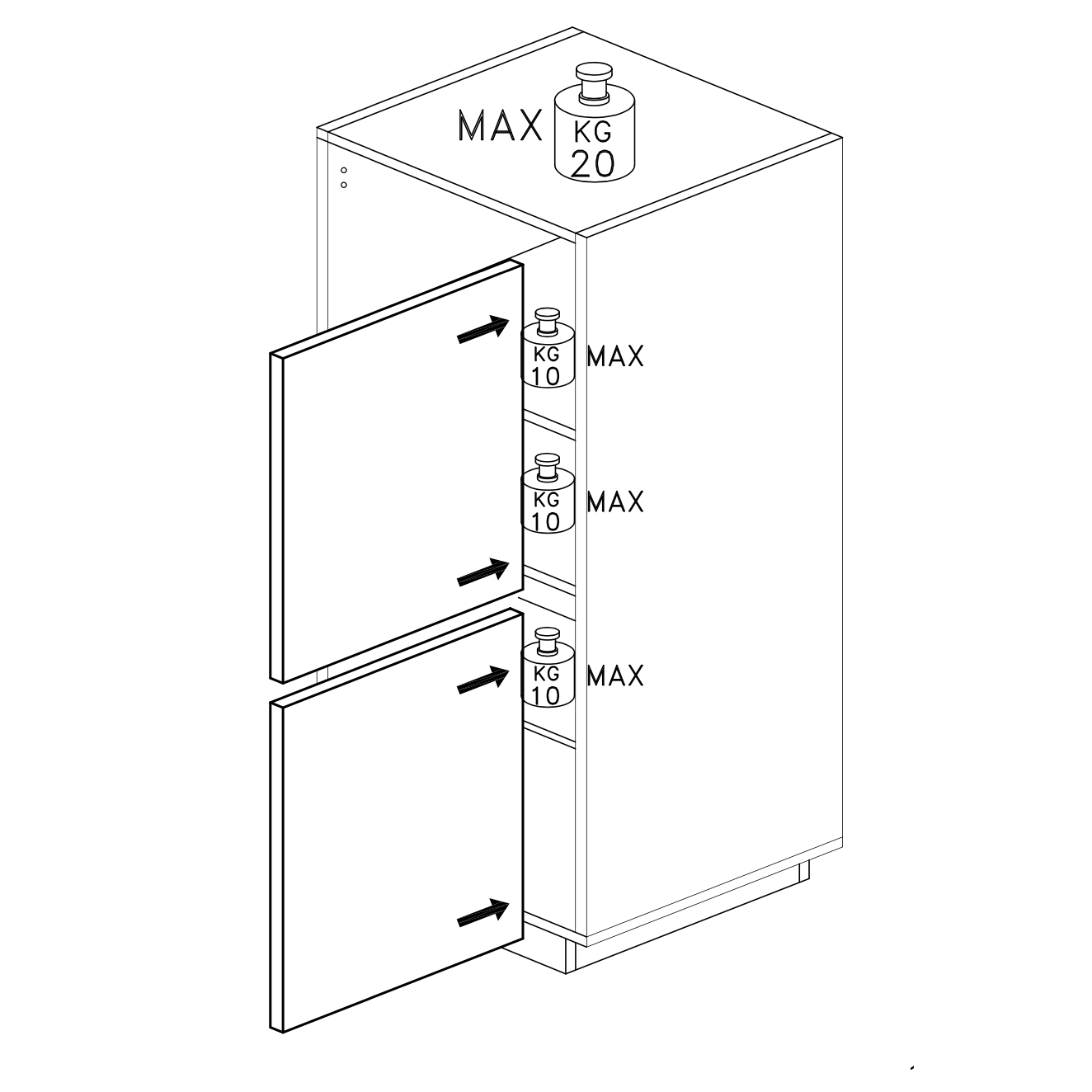 Chelsea 2 Door White Gloss and Mercure Oak Tallboy Storage Cupboard - FurniComp