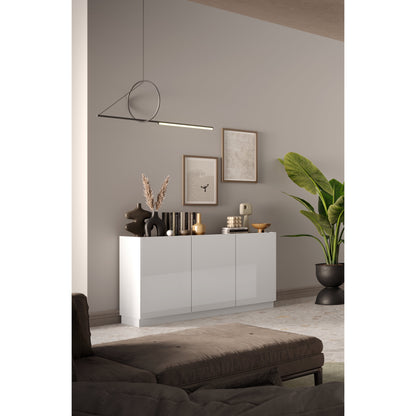 Chelsea 3 Door White Gloss and Mercure Oak Sideboard - FurniComp