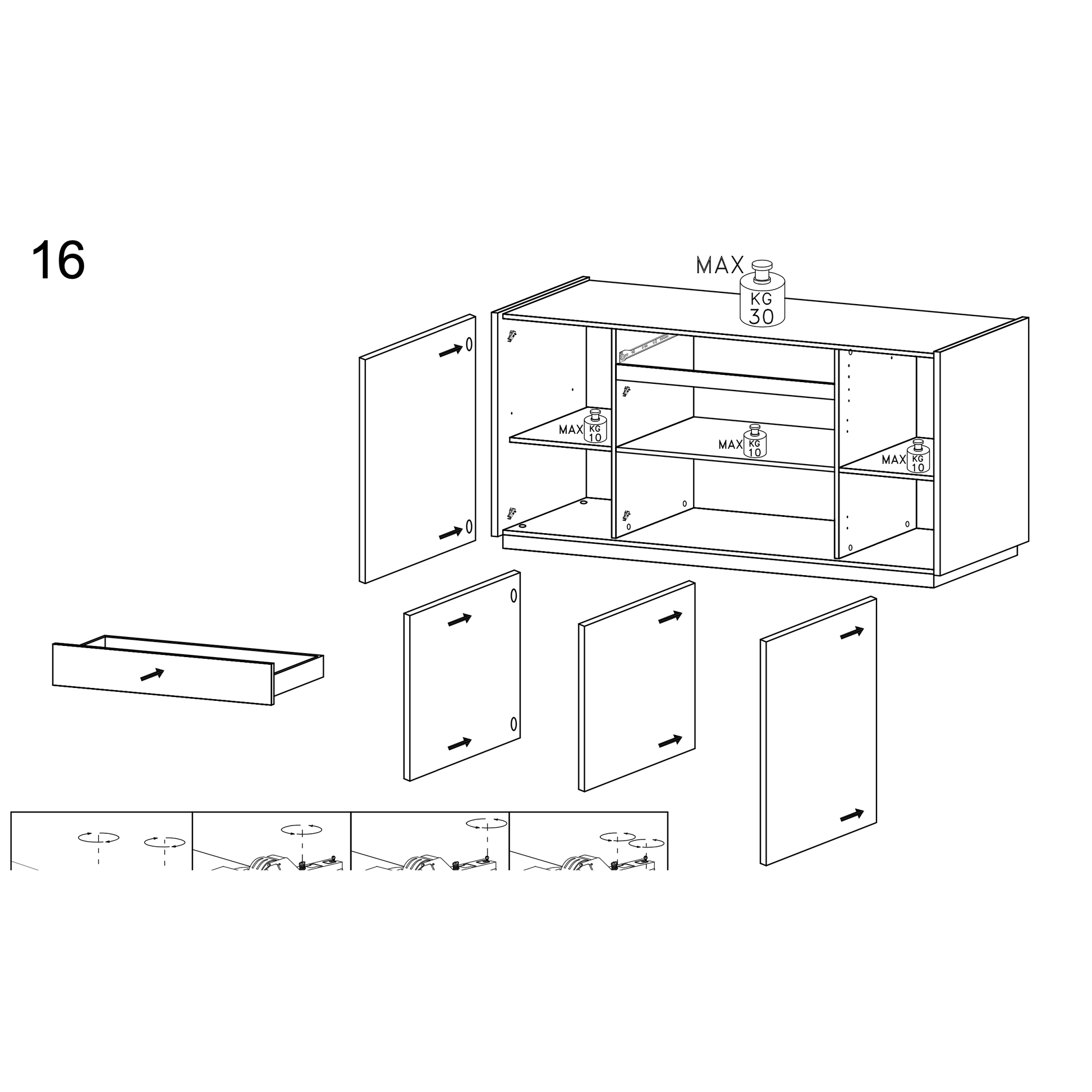 Chelsea 4 Door 1 Drawer White Gloss and Cadiz Oak Large Sideboard - FurniComp