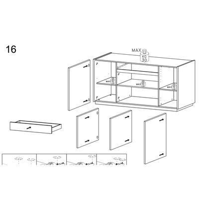 Chelsea 4 Door 1 Drawer White Gloss and Cadiz Oak Large Sideboard - FurniComp