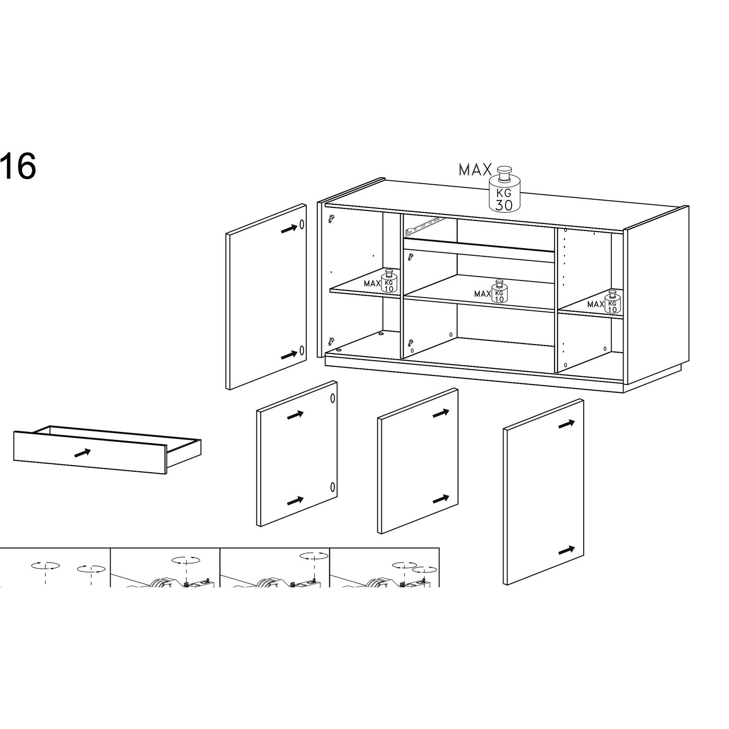 Chelsea 4 Door 1 Drawer Large White Gloss and Mercure Oak Sideboard - FurniComp