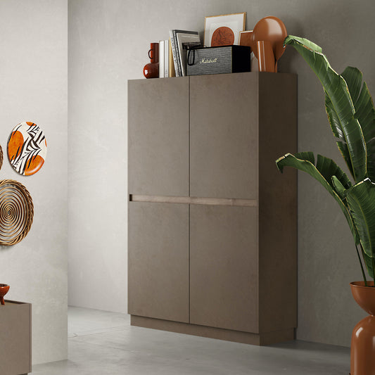 Chelsea 4 Door Bronze and Mercure Oak Tall Sideboard/Highboard - FurniComp