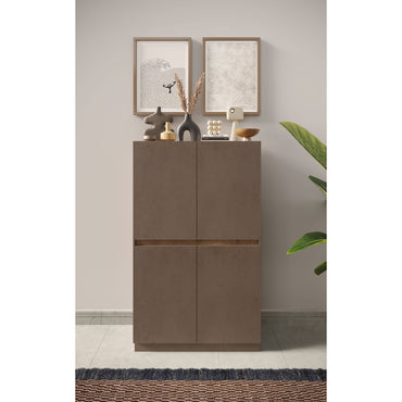 Chelsea 4 Door Bronze and Mercure Oak Tall Sideboard/Highboard - FurniComp