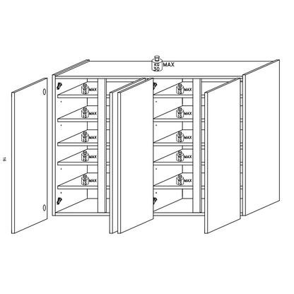 Chelsea 4 Door White Gloss and Cadiz Oak Large 50 Pair Shoe Cabinet - FurniComp