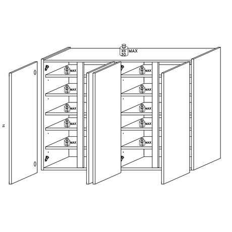 Chelsea 4 Door White Gloss and Cadiz Oak Large 50 Pair Shoe Cabinet - FurniComp
