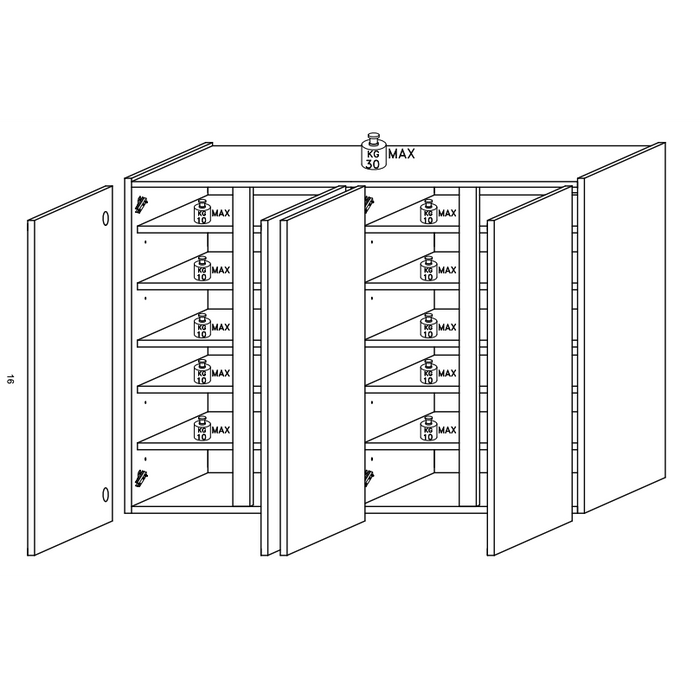 Chelsea 4 Door White Gloss and Cadiz Oak Large 50 Pair Shoe Cabinet - FurniComp