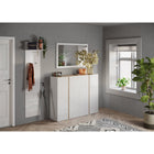 Chelsea 4 Door White Gloss and Cadiz Oak Large 50 Pair Shoe Cabinet - FurniComp
